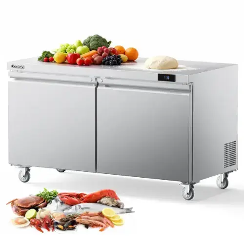 Front. Coolski - Coolski 60 in. Commercial Undercounter Refrigerator Sandwich & Salad Prep Table, 17.6 cu. ft. Food Prep Station - Stainless steel.