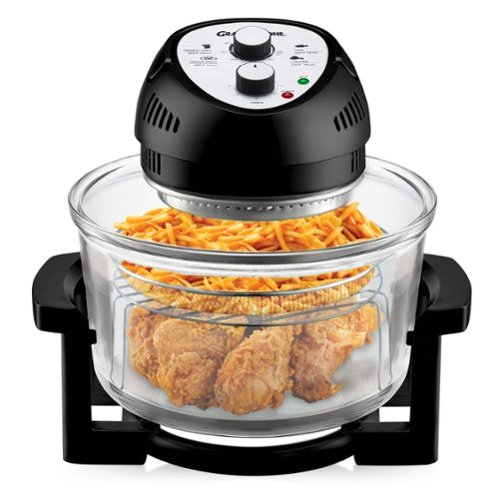 Granitestone - 16Qt Large Countertop Glass Air Fryer Non Toxic Family Sized Oven Cooker - Black-Front_Standard 