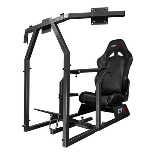 GTR Simulator - GTA Model Frame Triple Monitor Stand Adjustable Seat Simulator Cockpit - Black-Front_Standard 