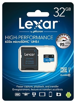 Lexar - Media Professional 32GB microSDHC Memory Card with Adapter, Class 10, UHS-I (LSDMI32GBNL633A)