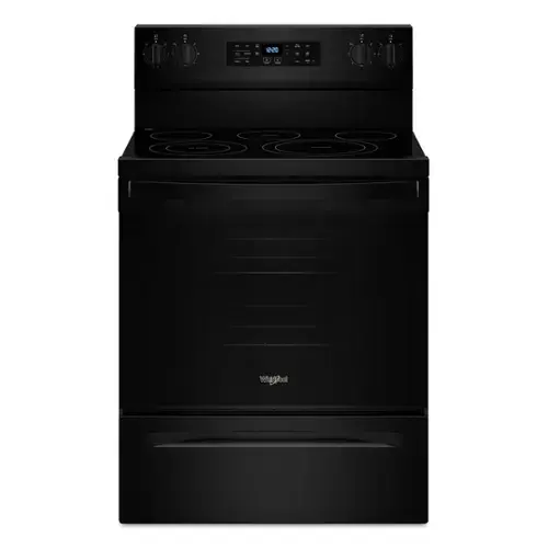 Front. Whirlpool - 5.3 Cu. Ft. Freestanding Electric Range with Air Cooking Technology, No Preheat Air Fry and Air Baking and Self Clean - Black.