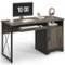 Bestier - 47" Reversible Home Office Desk with Storage, Keyboard Tray & Metal Frame Gaming Room - Gray-Front_Standard