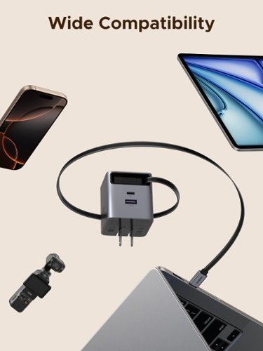 UGREEN 65W Retractable USB C Charger Block with Built-in Cable - Black GLOBAL SHIPPING