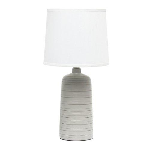 Simple Designs - Textured Linear Ceramic Table Lamp - Taupe-Front_Standard 