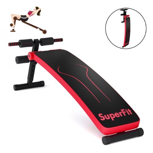 Costway - Folding Weight Bench Adjustable Sit-up Board Workout Slant Bench - Red-Front_Standard 