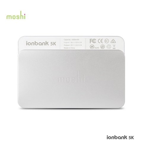 Moshi - ionBank 5K Portable Battery Pack Powerbank with Lighting Connector for iPhone & iPad - Silver/White-Front_Standard 