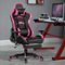 Costway - Racing Massage Gaming Chair with Footrest - Pink + Black-Front_Standard