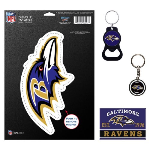 WinCraft - Baltimore Ravens 4-Pack Key Rings and Magnets Set - Multicolor-Front_Standard 