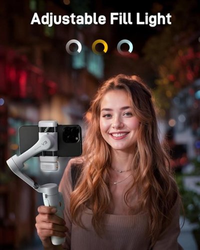 Hohem iSteady V3 3-Axis Gimbal Stabilizer for Smartphone w/ AI Tracking, Detachable Remote, Extendable Pole, & Magnetic Light - White WHERE TO BUY