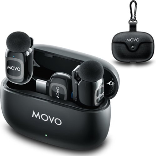 MOVO - NanoMic Wireless Lavalier Microphone System with Charging Case (USB-C) for iPhone and Android-Front_Standard 