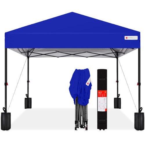 Best Choice Products - 8x8ft Easy Setup Pop Up Canopy w/ 1-Button Setup, Wheeled Case, 4 Weight Bags - Resort Blue-Front_Standard 