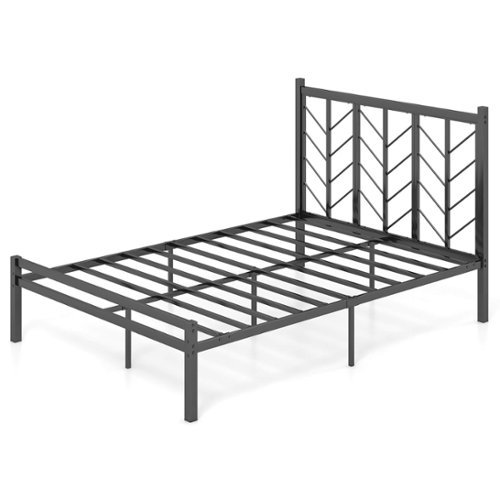 Costway - Full Size Platform Bed with Headboard 11.5" Under Bed Storage Easy Assembly - Black-Front_Standard 