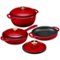 Best Choice Products - Non-Stick Pot & Pan Cookware Set, Cast Iron Skillet, Grill Pan W/ Press, Dutch Oven - Red-Front_Standard