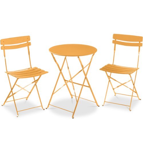 Best Choice Products - 3-Piece Small Bistro Set, Folding Patio Furniture Set of 2 Chairs and Table - Marigold-Front_Standard 