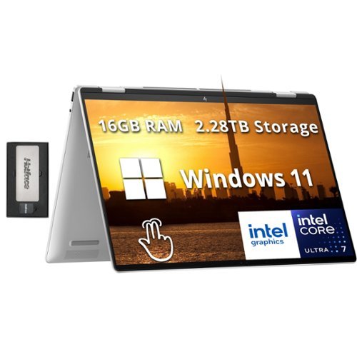 HP - Envy x360 2-in-1 16" Touchscreen Laptop,Intel Ultra 7 155U,16GB ,2TB SSD,Win 11,,256GB Docking Station Set - Silver-Front_Standard 