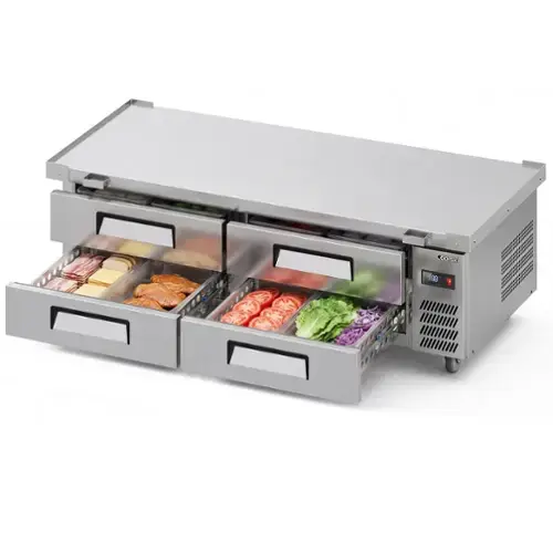 Front. Coolski - Coolski 72 in. 5.71 cu. ft. Commercial Chef Base Refrigerator with 4 Drawers in Stainless Steel - Stainless steel.