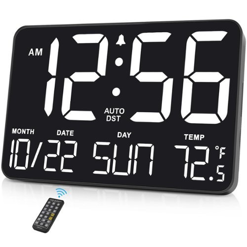 Dazzed Corner - Alarm Clock,Digital Wall Calendar Clock with Date Day of Week - Black-Front_Standard 