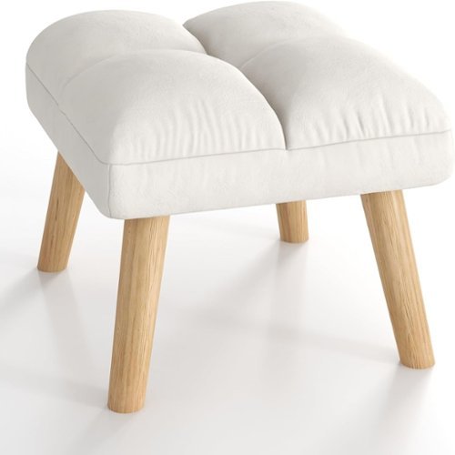 Bestier Home Footstool Chair, Fabric Vintage Ottoman, Small Footrest for Living Room Bedroom - White