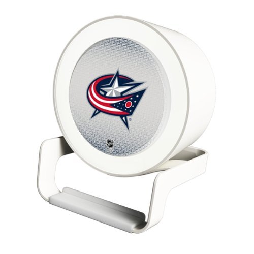 Keyscaper - Columbus Blue Jackets Linen Print Nightlight Charger & Bluetooth Speaker - White-Front_Standard 