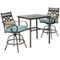 Hanover - Montclair 3-Piece High-Dining Set with 2 Swivel Chairs and a 33-Inch Square Table - Ocean Blue/Brown-Front_Standard