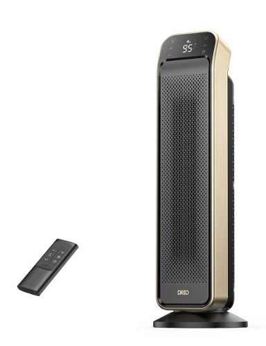Dreo - Quiet Electric Heater with Safety Protection and Remote - Black/Gold-Front_Standard 