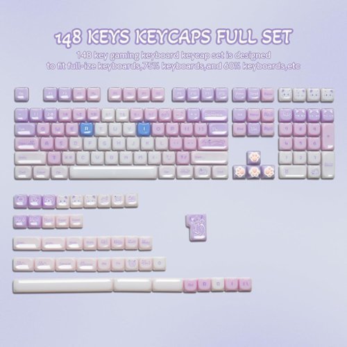 Womier Jelly Jade Keycaps, Translucent Cute Ragdoll Cat Mao