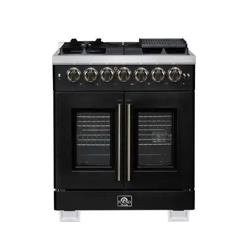 Front. Forno Appliances - Capriasca 4.32 Cu. Ft. Dual Fuel Range with French Door Design - Black.