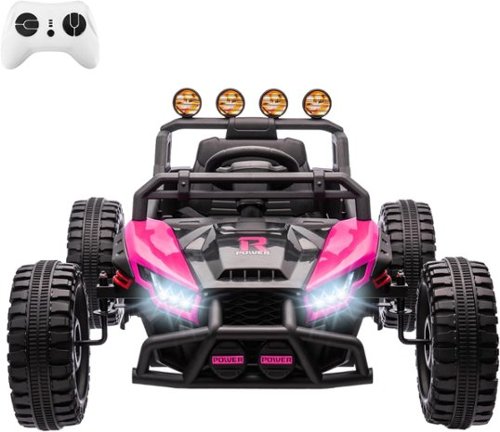 Acekool - 24V 2WD Kids UTV Ride On Toy, Remote Control, LED Lights, MP3, Single Seat, Pink, Off-Road Car for Ages 3+ - Red-Front_Standard 