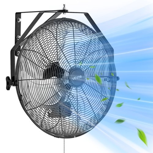 VEVOR - 18 Inch Industrial Wall Mount Fan, High Velocity 4000 CFM Indoor Fan with 3 Speeds, Powerful Motor Garage Wall Fan - Black-Front_Standard 
