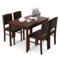 Costway - 5 PCS Dining Table Set for 4 w/Rubber Wood Legs Upholstered Seat Padded Backrest - Brown-Front_Standard