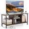 Costway - TV Console Table w/ Power Outlets 50" Industrial TV Stand w/ Open Shelves & Compartments - Rustic Brown/Black-Front_Standard
