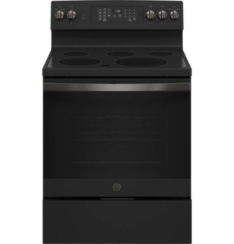 GE - 5.3 Cu. Ft. Freestanding Electric Convection Range with Self-Steam Cleaning and No-Preheat Air Fry - Black Slate-Front_Standard 