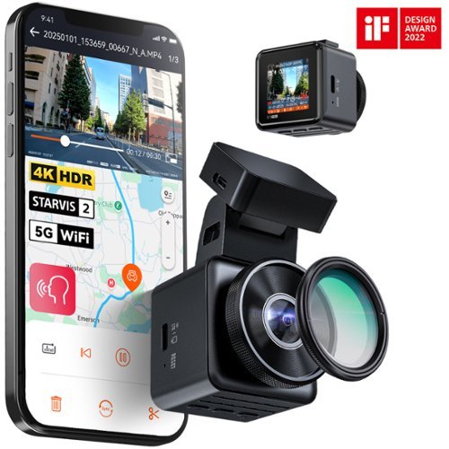Vantrue - E1 PRO 4K 30FPS HDR Mini Front Dashcam, STARVIS 2, Night Vision, Parking Mode, 5GHz Wi-Fi&GPS - Black-Front_Standard 