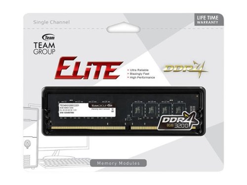 TEAM DDR4 3200 TED48G3200C22-SBK 8GBx2枚 TEAMGROUP Elite DDR4 8GB Single 3200MHz PC4-25600 CL22 Unbuffered