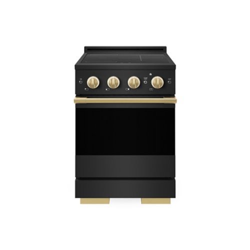 ZLINE - Autograph 24 in. 3.2 cu. ft. Marino Freestanding Induction Range with 3 Burners in Black Steel with Gold Accents - Black Stainless Steel