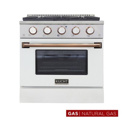 Kucht - 30 in. 4.2 cu. ft. Natural Gas Range with Sealed Burners and Convection Oven in White with Gold Accents - White & Gold-Front_Standard 
