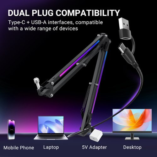 FIFINE Microphone Boom Arm, Metal Adjustable Mic Arm Stand with RGB Control, for Gaming Streaming Podcast WHERE TO BUY