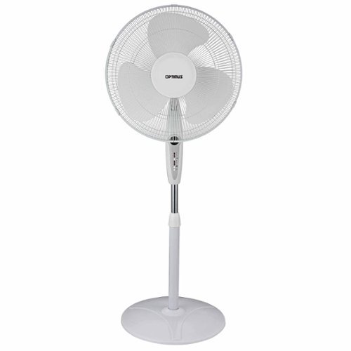 Optimus - 16 in. Oscillating Stand Fan with Remote Control - White-Front_Standard 