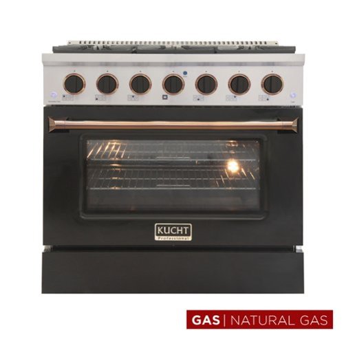 Kucht - 36 in. 5.2 cu. ft. Natural Gas Range with Sealed Burners and Convection Oven in Black with Gold Accents - Black/Gold-Front_Standard 