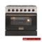 Kucht - 36 in. 5.2 cu. ft. Natural Gas Range with Sealed Burners and Convection Oven in Black with Gold Accents - Black/Gold-Front_Standard