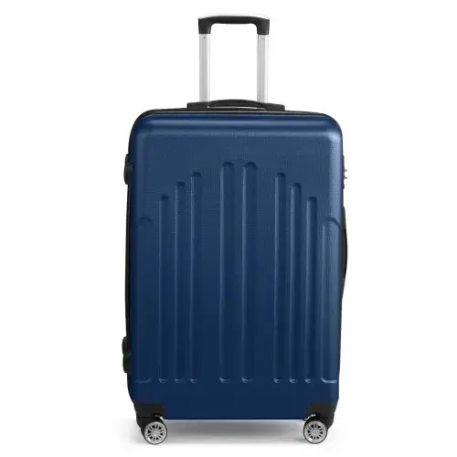 Front. Winado - 28" Checked Luggage Trolley Case ABS Hardside Large Suitcase with Double Spinner Wheels & TSA Lock for Travel Business - Navy Blue.