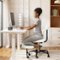 KERDOM - Ergonomic Cross-Legged Office Chair with Wheels, Meditation & Kneeling Chair for ADHD, PU Leather Wide Seat 360° Swivel - White-Front_Standard