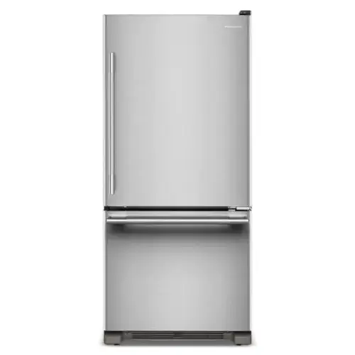 Front. KitchenAid - 19 Cu. Ft. 30-Inch Standard-Depth Bottom Mount Refrigerator with Right Door Swing - PrintShield Stainless.