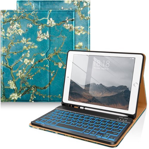 DTTO - Case for iPad 10.2" (7th/8th/9th Gen) Case with Detachable Backlit Keyboard, Pencil Holder & Pocket - Blossom-Front_Standard 