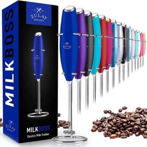 Zulay Kitchen - Powerful Milk Frother Handheld Foam Maker for Lattes by Milk Boss - Royal Blue-Front_Standard 