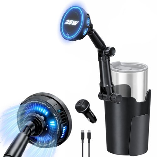 Esoulk - iPhone 17 Pro Max Magnetic Wireless Charger For Cup Holder Mount, 25W Qi2 Fast Charging MagSafe Compatible - Black-Front_Standard 