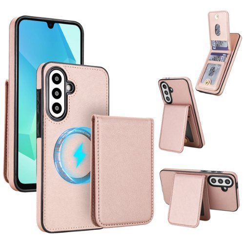 Dteck - Detachable Magnetic Wallet Case for Samsung Galaxy A17 5G,Retro RFID Blocking PU Leather Folio Cover with Card Holder - Rosegold-Front_Standard 