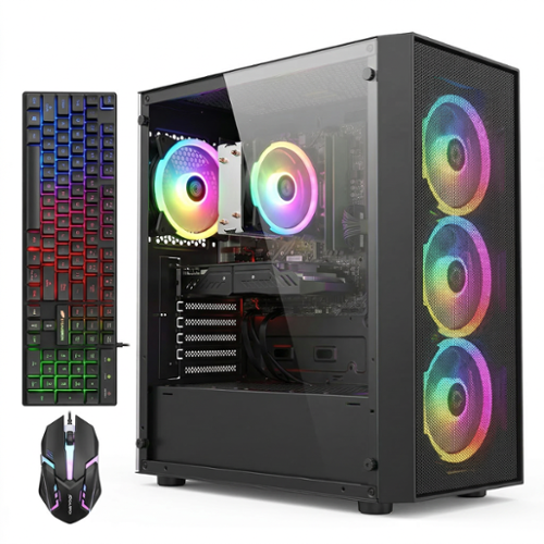 STGAubron - Gaming PC Computer Desktop, AMD Ryzen 7 5700X up to 4.6Ghz, GeForce RTX 3050 6G, 16G DDR4 RAM, 1TB SSD, WIN11H - Black-Front_Standard 