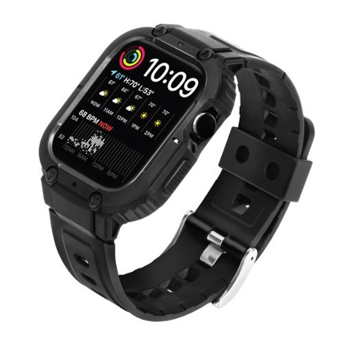 Vena - For Apple Watch Bands 45mm Series 9/8/7, TPU Watch Band Strap 44mm Series 6/5/4 & SE 3 Band 1st 2nd Gen iWatch - Black-Front_Standard 