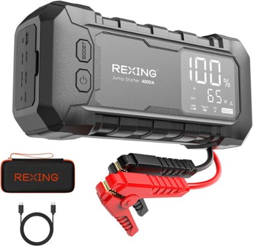 Rexing - 4000A Jump Starter, 12V Car Battery Booster with 65W Quick Charger